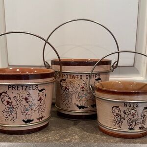 Vintage 1950’s-60’s Snack Buckets Set